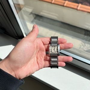 Cartier steel tank francaise medium mid-size watch